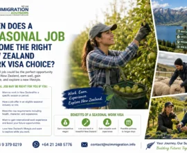 Worker preparing documents for a New Zealand Work Visa before seasonal employment